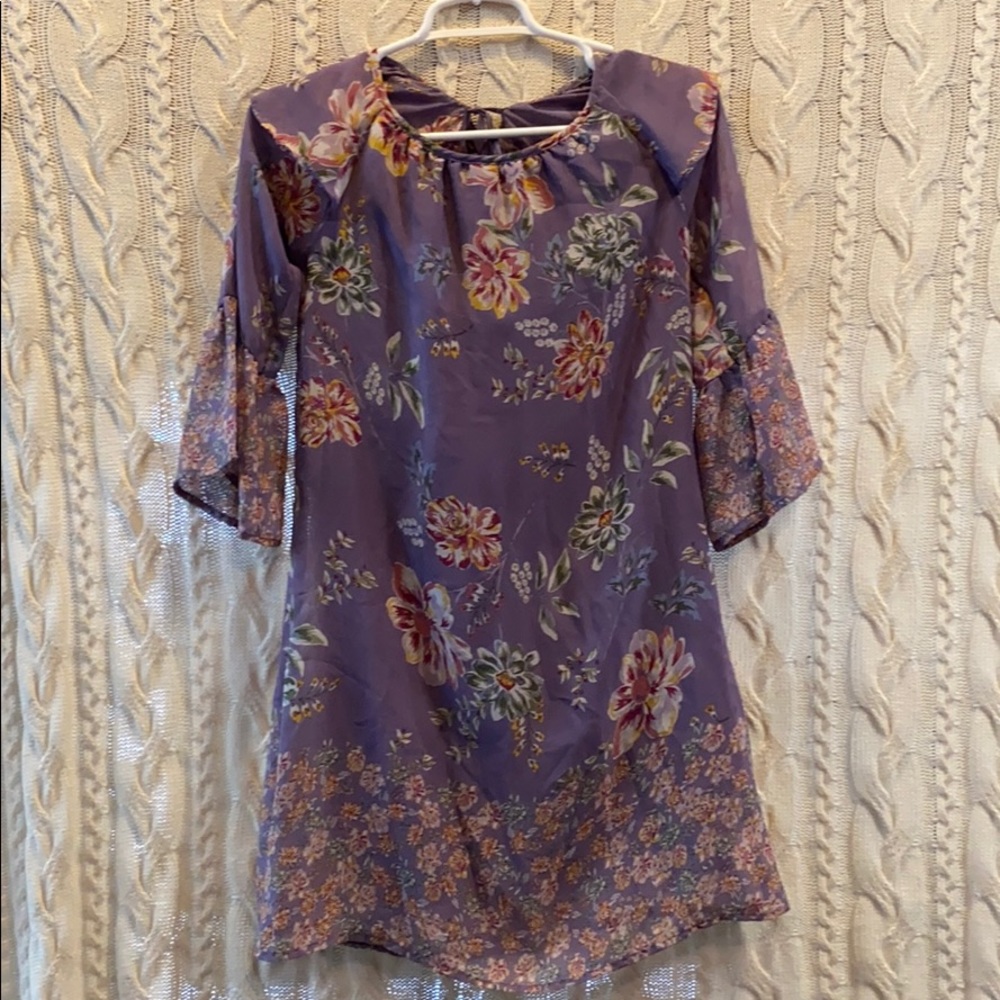 Francesca’s purple floral dress